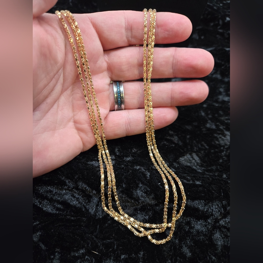 3 Elegant GOLD Diamond Like Sparkle 20"×2mm Necklace...252117